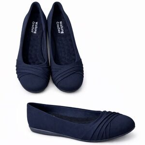 Walking Cradles Flick Ballet Flats Navy Blue Size 8.5B Comfort Tiny Pillows NWOT